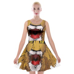 Lion Animal Roar Lion S Mane Comic Velvet Skater Dress by Sapixe