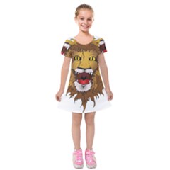 Lion Animal Roar Lion S Mane Comic Kids  Short Sleeve Velvet Dress by Sapixe