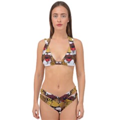 Lion Animal Roar Lion S Mane Comic Double Strap Halter Bikini Set by Sapixe