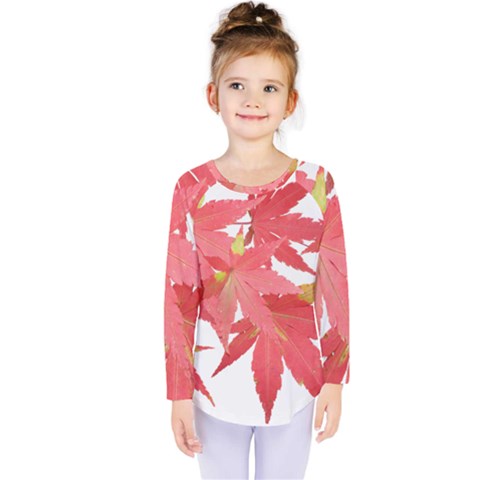 Leaves Maple Branch Autumn Fall Kids  Long Sleeve Tee by Sapixe