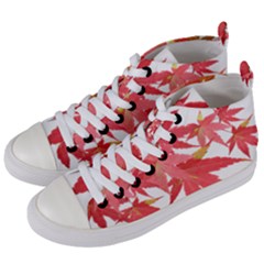 Leaves Maple Branch Autumn Fall Women s Mid-top Canvas Sneakers