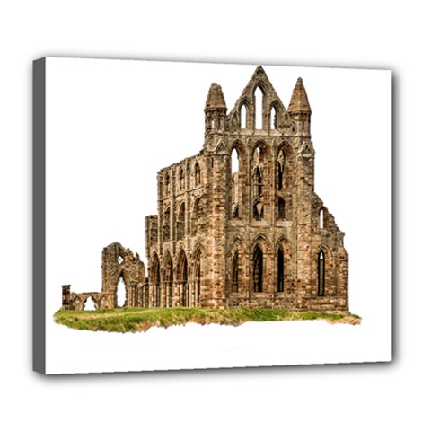 Ruin Monastery Abbey Gothic Whitby Deluxe Canvas 24  X 20   by Sapixe