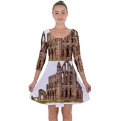 Ruin Monastery Abbey Gothic Whitby Quarter Sleeve Skater Dress by Sapixe