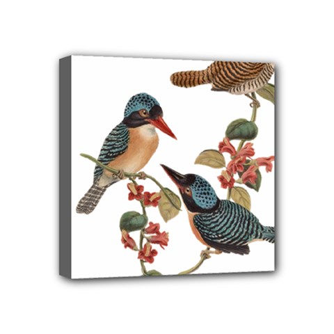 Bird Birds Branch Flowers Vintage Mini Canvas 4  X 4  by Sapixe