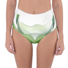 Pearl Drop Flower Plant Reversible High-waist Bikini Bottoms by Sapixe