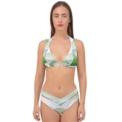 Pearl Drop Flower Plant Double Strap Halter Bikini Set by Sapixe