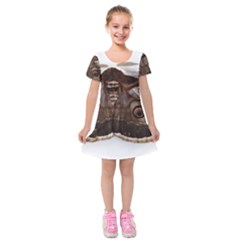 Night Butterfly Butterfly Giant Kids  Short Sleeve Velvet Dress by Sapixe