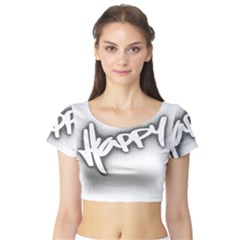 Lettering Points Creative Pen Dots Short Sleeve Crop Top by Sapixe