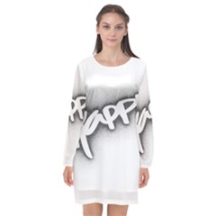 Lettering Points Creative Pen Dots Long Sleeve Chiffon Shift Dress  by Sapixe