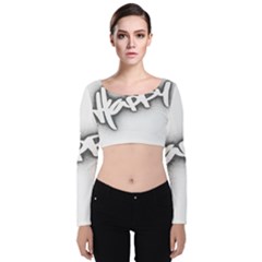 Lettering Points Creative Pen Dots Velvet Crop Top by Sapixe