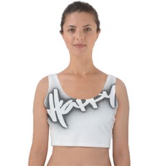 Lettering Points Creative Pen Dots Velvet Crop Top by Sapixe