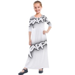 Lettering Points Creative Pen Dots Kids  Quarter Sleeve Maxi Dress by Sapixe