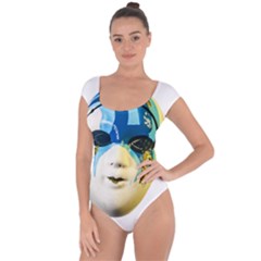 Porcelain Mask Minature Mask Short Sleeve Leotard  by Sapixe