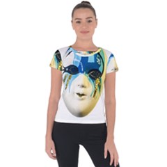 Porcelain Mask Minature Mask Short Sleeve Sports Top  by Sapixe