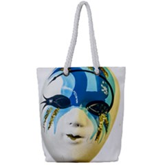 Porcelain Mask Minature Mask Full Print Rope Handle Tote (small) by Sapixe