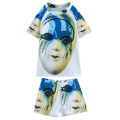 Porcelain Mask Minature Mask Kids  Swim Tee And Shorts Set