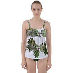 Leaves Plant Branch Nature Foliage Twist Front Tankini Set by Sapixe