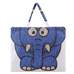 Elephant Animal Cartoon Elephants Zipper Large Tote Bag by Sapixe