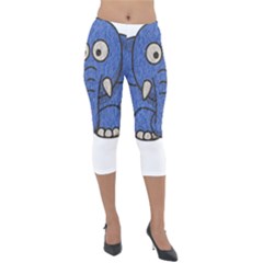 Elephant Animal Cartoon Elephants Lightweight Velour Capri Leggings 