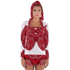 Butterfly Red Fractal Art Nature Long Sleeve Hooded T-shirt