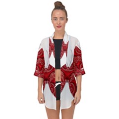 Butterfly Red Fractal Art Nature Open Front Chiffon Kimono by Sapixe