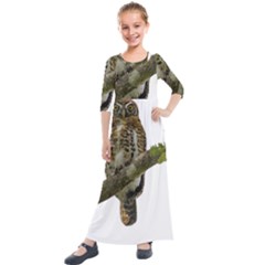 Owl Bird Kids  Quarter Sleeve Maxi Dress by Sapixe