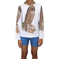 Bird Owl Animal Vintage Isolated Kids  Long Sleeve Swimwear by Sapixe