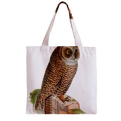 Bird Owl Animal Vintage Isolated Zipper Grocery Tote Bag by Sapixe