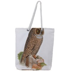 Bird Owl Animal Vintage Isolated Full Print Rope Handle Tote (large) by Sapixe