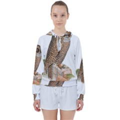 Bird Owl Animal Vintage Isolated Women s Tie Up Sweat