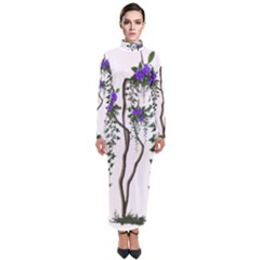 Image Cropped Tree With Flowers Tree Turtleneck Maxi Dress by Sapixe