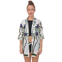 Image Cropped Tree With Flowers Tree Open Front Chiffon Kimono