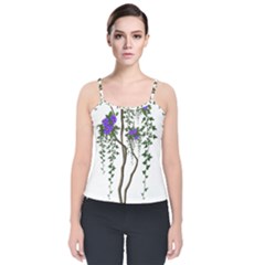 Image Cropped Tree With Flowers Tree Velvet Spaghetti Strap Top