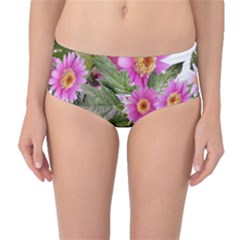 Daisies Flowers Arrangement Summer Mid-waist Bikini Bottoms by Sapixe