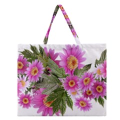 Daisies Flowers Arrangement Summer Zipper Large Tote Bag by Sapixe