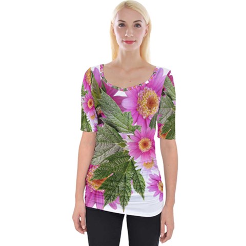 Daisies Flowers Arrangement Summer Wide Neckline Tee by Sapixe