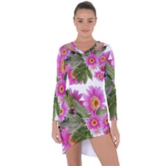 Daisies Flowers Arrangement Summer Asymmetric Cut-out Shift Dress by Sapixe