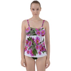 Daisies Flowers Arrangement Summer Twist Front Tankini Set by Sapixe