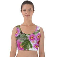 Daisies Flowers Arrangement Summer Velvet Crop Top