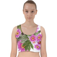 Daisies Flowers Arrangement Summer Velvet Racer Back Crop Top