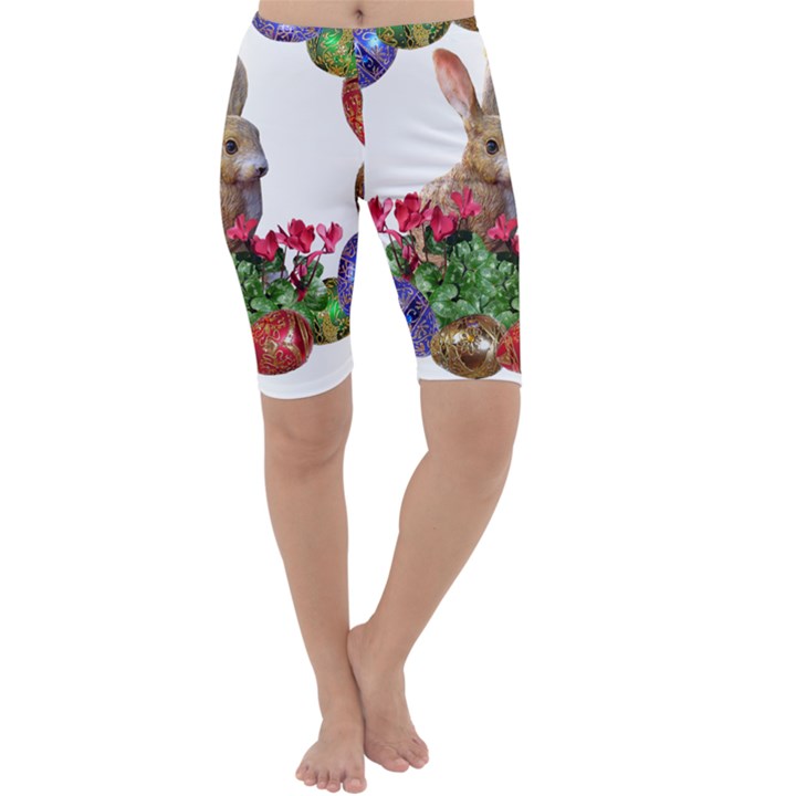 Easter Eggs Rabbit Celebration Cropped Leggings 