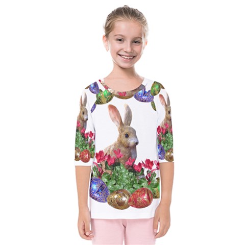 Easter Eggs Rabbit Celebration Kids  Quarter Sleeve Raglan Tee by Sapixe