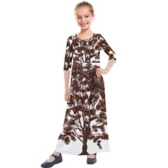 Tree Vector Ornament Color Kids  Quarter Sleeve Maxi Dress