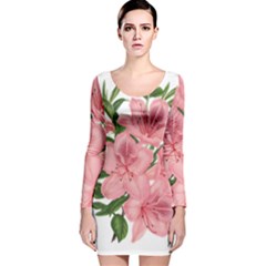 Flower Plant Blossom Bloom Vintage Long Sleeve Velvet Bodycon Dress by Sapixe