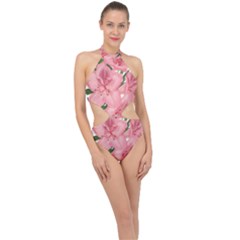 Flower Plant Blossom Bloom Vintage Halter Side Cut Swimsuit by Sapixe