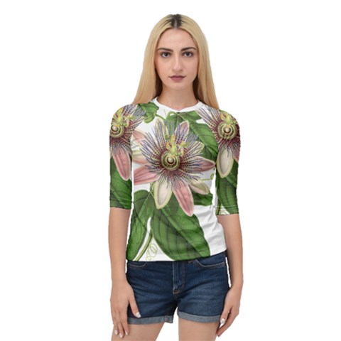 Passion Flower Flower Plant Blossom Quarter Sleeve Raglan Tee by Sapixe