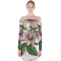 Passion Flower Flower Plant Blossom Long Sleeve Off Shoulder Dress View1