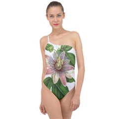 Passion Flower Flower Plant Blossom Classic One Shoulder Swimsuit