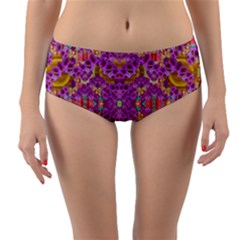 Fantasy Flower Festoon Garland Of Calm Reversible Mid-waist Bikini Bottoms by pepitasart