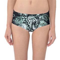 Awesome Tiger In Green And Black Mid-waist Bikini Bottoms by FantasyWorld7